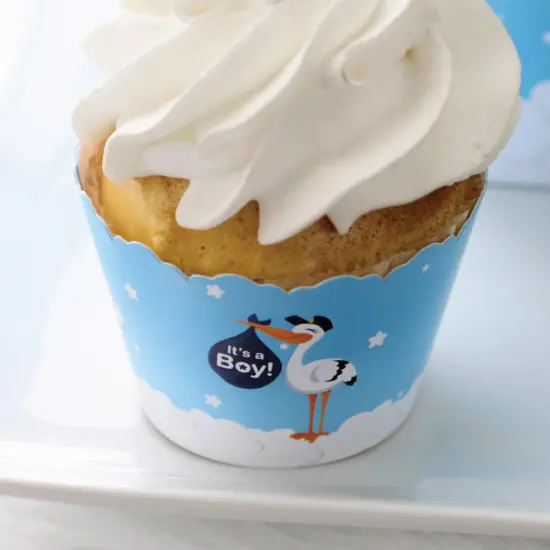 Big Dot of Happiness Boy Special Delivery - Blue It's A Boy Stork Baby Shower Decorations - Party Cupcake Wrappers - Set of 12 {6}