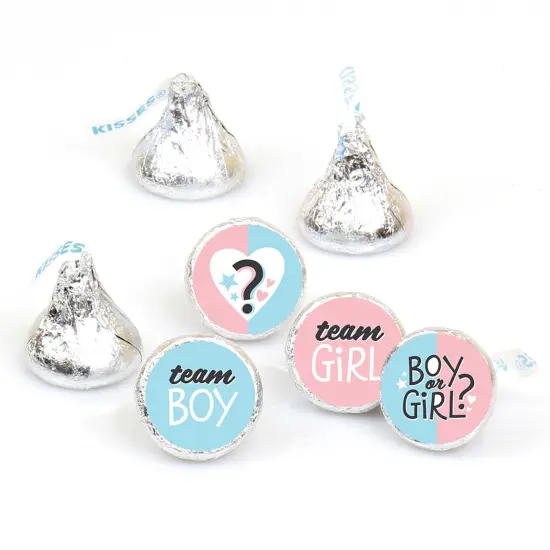 Big Dot of Happiness Baby Gender Reveal - Team Boy or Girl Party Round Candy Sticker Favors - Labels Fits Chocolate Candy (1 sheet of 108) {1}