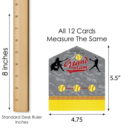 Big Dot of Happiness Grand Slam - Fastpitch Softball - Birthday Party or Baby Shower Game Pickle Cards - Pull Tabs 3-in-a-Row - Set of 12 {7}