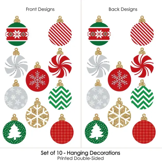 Big Dot of Happiness Hanging Ornaments - Outdoor Holiday and Christmas Hanging Porch & Tree Yard Decorations - 10 Pieces {4}