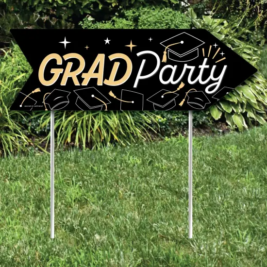 Big Dot of Happiness Hello College Graduation Party Sign Arrow - Double Sided Directional Yard Signs - Set of 2 {3}