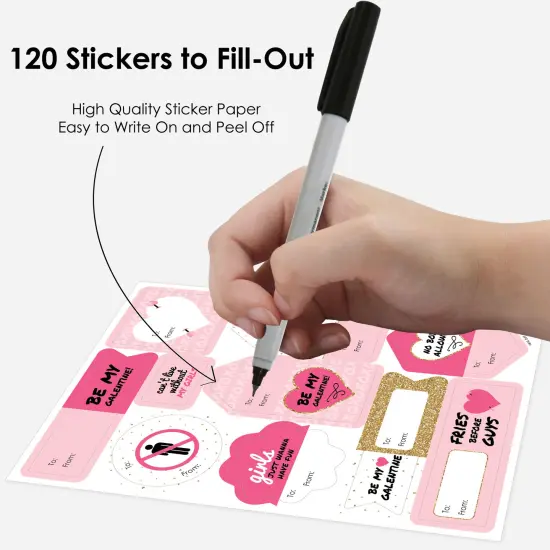 Big Dot of Happiness Be My Galentine - Assorted Galentine's & Valentine's Day Party Gift Tag Labels - To and From Stickers - 12 Sheets - 120 Stickers {4}