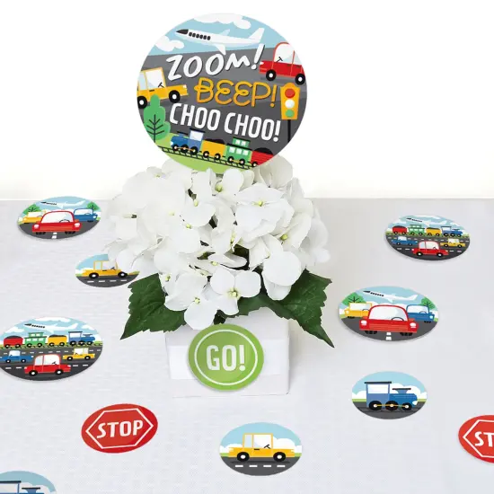 Big Dot of Happiness Cars, Trains, and Airplanes - Transportation Birthday Party Giant Circle Confetti - Party Decorations - Large Confetti 27 Count {7}