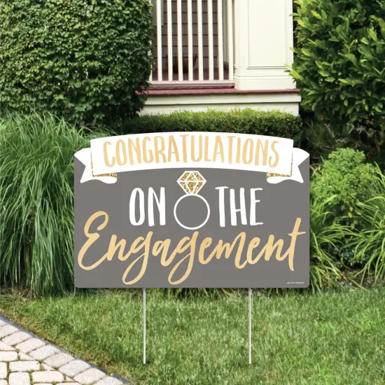 Big Dot of Happiness Engagement Announcement - Yard Sign Lawn Decorations - Congratulations Party Yardy Sign {1}