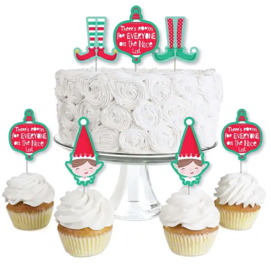 Big Dot of Happiness Elf Squad - Dessert Cupcake Toppers - Kids Elf Christmas and Birthday Party Clear Treat Picks - Set of 24 {1}