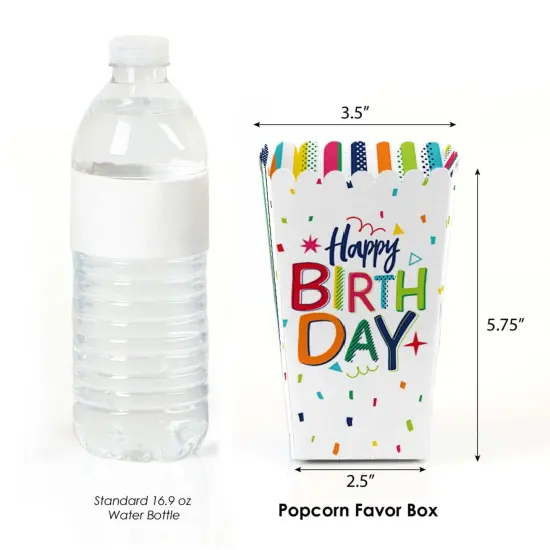 Big Dot of Happiness Cheerful Happy Birthday - Colorful Birthday Party Favor Popcorn Treat Boxes - Set of 12 {3}