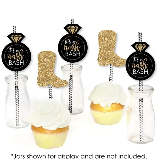 Big Dot of Happiness Nash Bash - Paper Straw Decor - Nashville Bachelorette Party Striped Decorative Straws - Set of 24 {6}