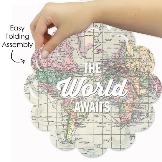 Big Dot of Happiness World Awaits - Travel Themed Party Round Table Decorations - Paper Chargers - Place Setting For 12 {6}