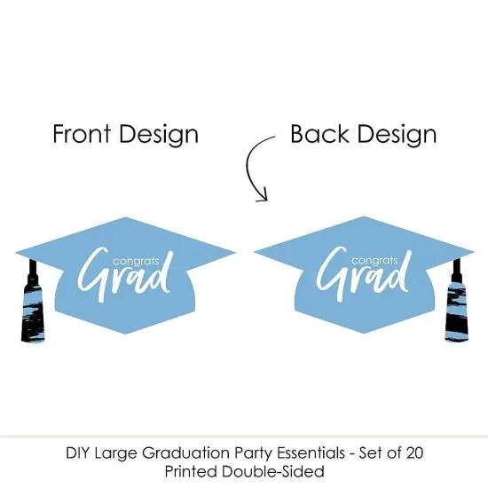 Big Dot of Happiness Light Blue Graduation Hat Decorations - DIY Large Party Essentials - 20 Count {7}