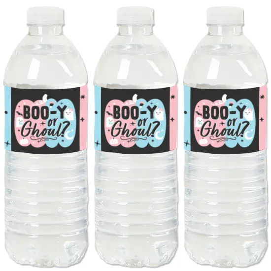 Big Dot of Happiness Boo-y or Ghoul - Halloween Gender Reveal Party Water Bottle Sticker Labels - Set of 20 {1}