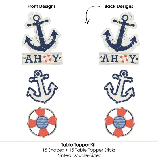 Big Dot of Happiness Ahoy - Nautical - Baby Shower or Birthday Party Centerpiece Sticks - Table Toppers - Set of 15 {6}