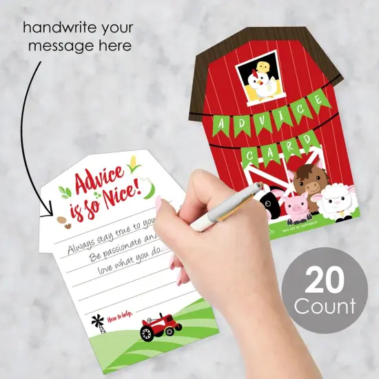 Big Dot of Happiness Farm Animals - Barn Wish Card Barnyard Baby Shower Activities - Shaped Advice Cards Game - Set of 20 {3}