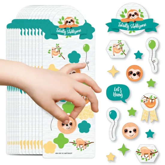 Big Dot of Happiness Let's Hang - Sloth - Birthday Party Favor Kids Stickers - 16 Sheets - 256 Stickers {1}