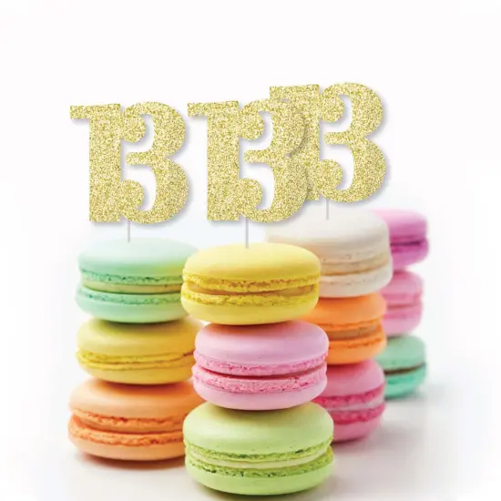 Big Dot of Happiness Gold Glitter 13 - No-Mess Real Gold Glitter Cut-Out Numbers - 13th Birthday Party Confetti - Set of 24 {6}