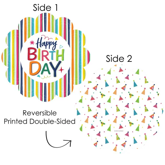 Big Dot of Happiness Cheerful Happy Birthday - Colorful Birthday Party Round Table Decorations - Paper Chargers - Place Setting For 12 {4}