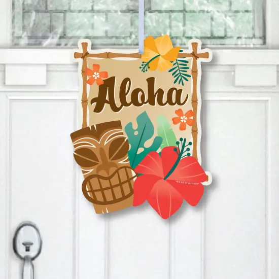 Big Dot of Happiness Tropical Luau - Hanging Porch Hawaiian Beach Party Outdoor Decorations - Front Door Decor - 1 Piece Sign {1}