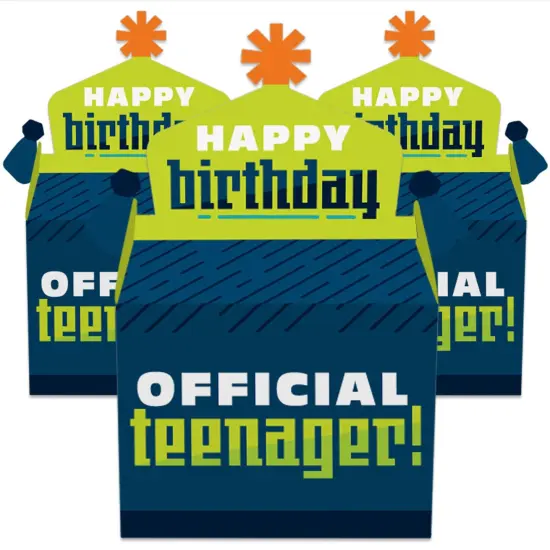 Big Dot of Happiness Boy 13th Birthday - Treat Box Party Favors - Official Teenager Birthday Party Goodie Gable Boxes - Set of 12 {3}