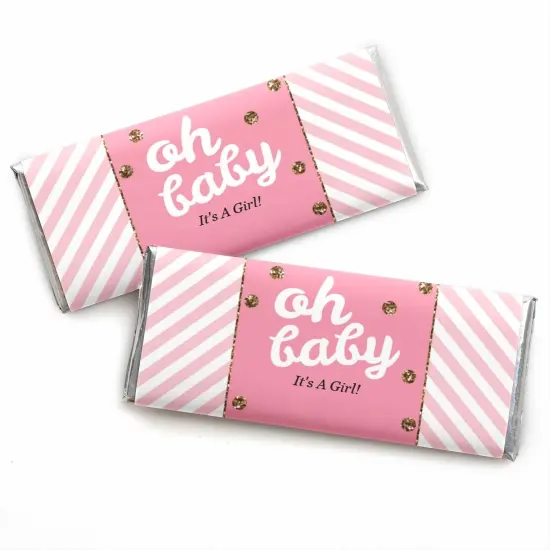 Big Dot of Happiness Hello Little One - Pink and Gold - Candy Bar Wrappers Girl Baby Shower Favors - Set of 24 {1}