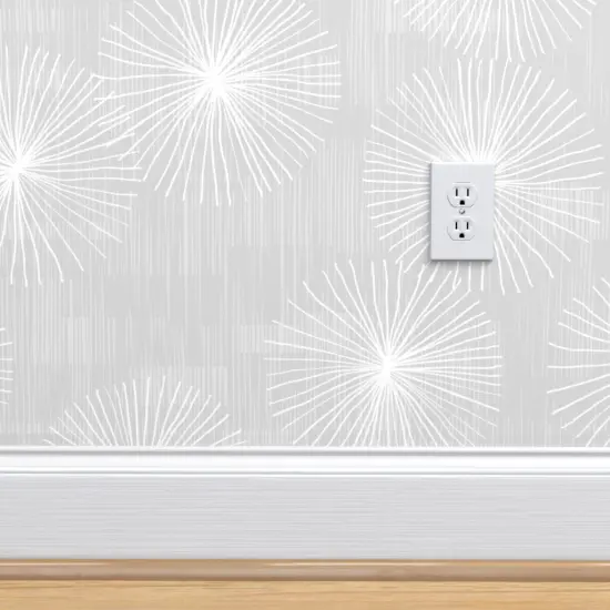 Peel & Stick Wallpaper 2FT Wide Mod Floral Mid Century Modern Minimalist Circles Dandelion Starburst Atomic Custom Removable Wallpaper by Spoonflower {4}