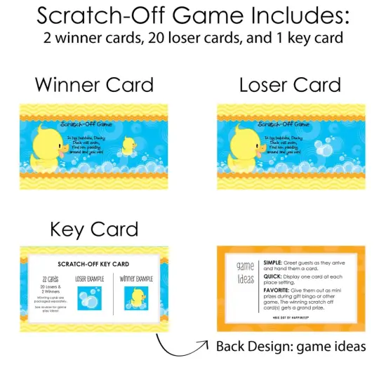 Big Dot of Happiness Ducky Duck - Baby Shower or Birthday Party Game Scratch Off Cards - 22 Count {6}