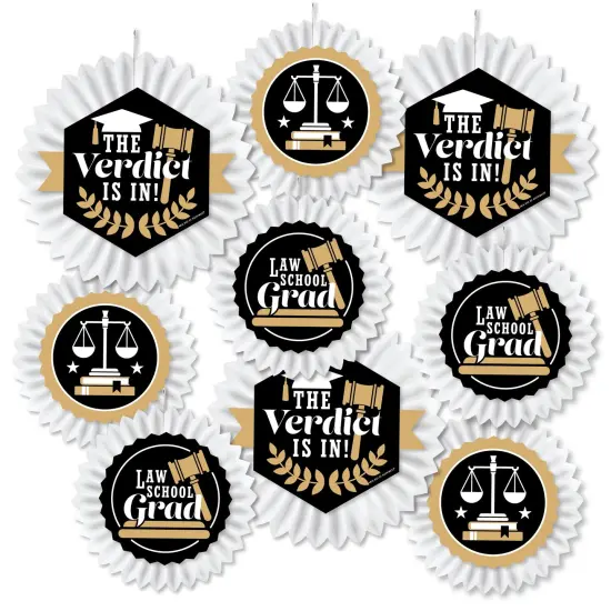 Big Dot of Happiness Law School Grad - Hanging Future Lawyer Graduation Party Tissue Decoration Kit - Paper Fans - Set of 9 {3}