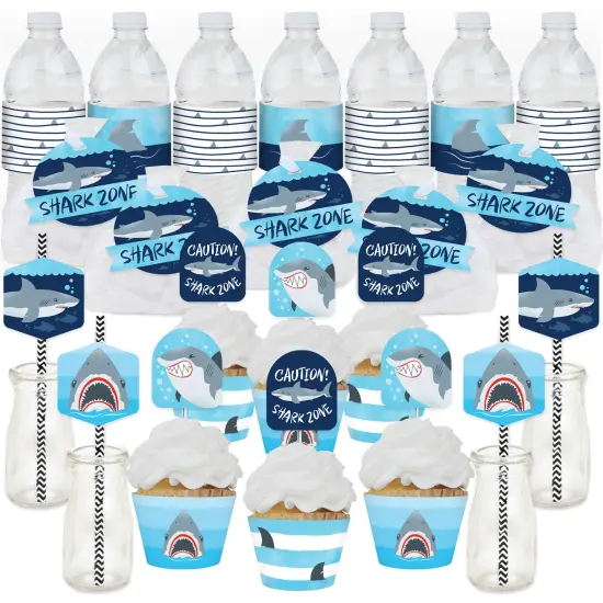 Big Dot of Happiness Shark Zone - Jawsome Shark Party or Birthday Party Favors and Cupcake Kit - Fabulous Favor Party Pack - 100 Pieces {1}