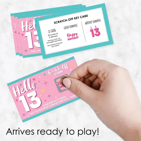 Big Dot of Happiness Girl 13th Birthday - Official Teenager Birthday Party Game Scratch Off Cards - 22 Count {3}