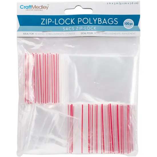 Craft Medley Ziplock Polybags 100/Pkg-2"X3" Clear {1}
