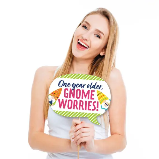 Big Dot of Happiness Funny Gnome Birthday - Happy Birthday Party Photo Booth Props Kit - 10 Piece {3}