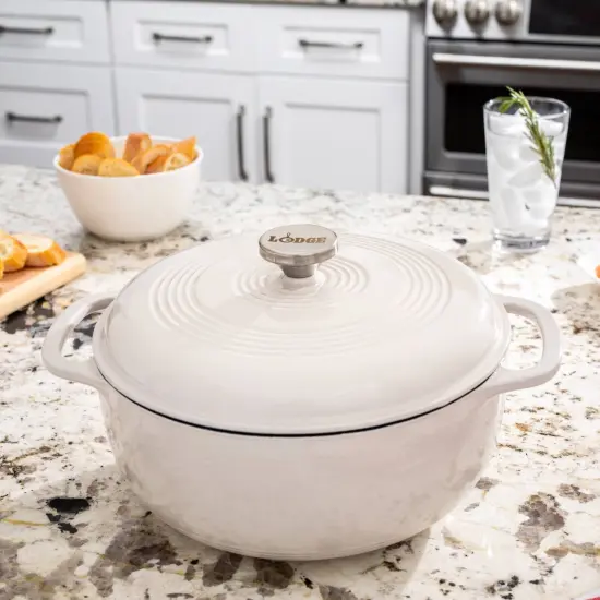 Lodge Enameled 6qt Dutch Oven - Oyster {3}