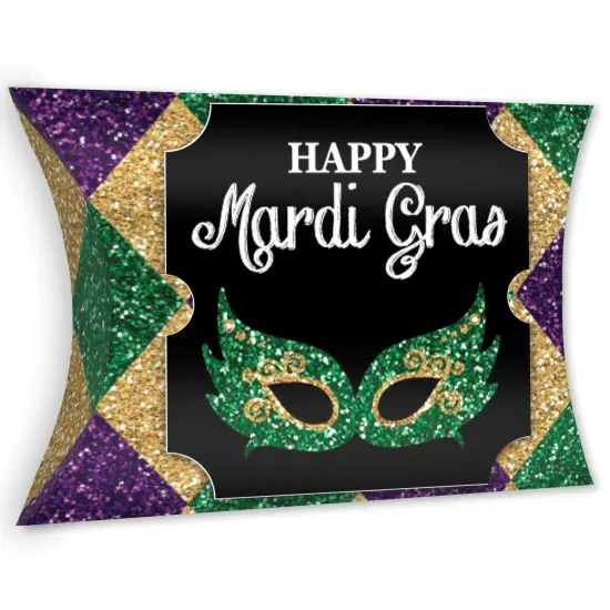 Big Dot of Happiness Mardi Gras - Favor Gift Boxes - Masquerade Party Large Pillow Boxes - Set of 12 {1}