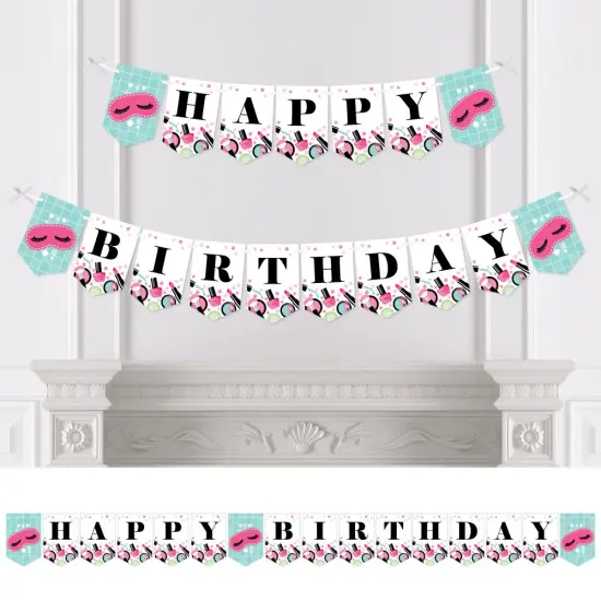 Big Dot of Happiness Spa Day - Birthday Party Bunting Banner - Birthday Party Decorations - Happy Birthday {1}