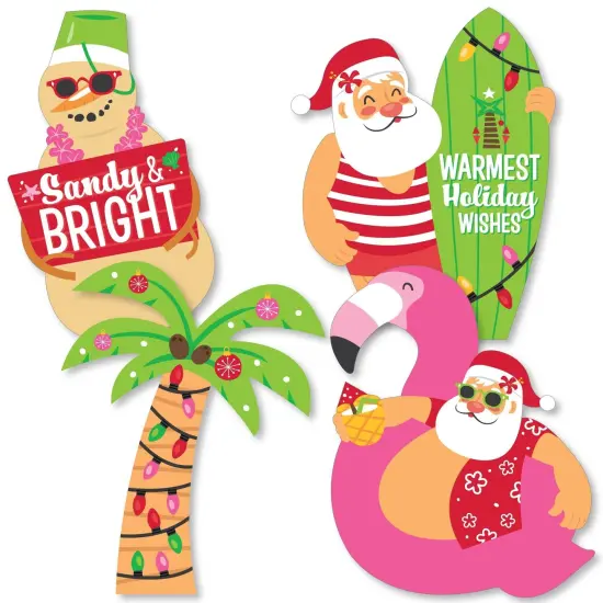 Big Dot of Happiness Tropical Christmas - Santa, Snowman, Palm Tree Decorations DIY Beach Santa Holiday Party Essentials - Set of 20 {3}
