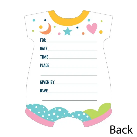 Big Dot of Happiness Colorful Baby Shower - Shaped Fill-In Invitations - Gender Neutral Party Invitation Cards with Envelopes - Set of 12 {6}