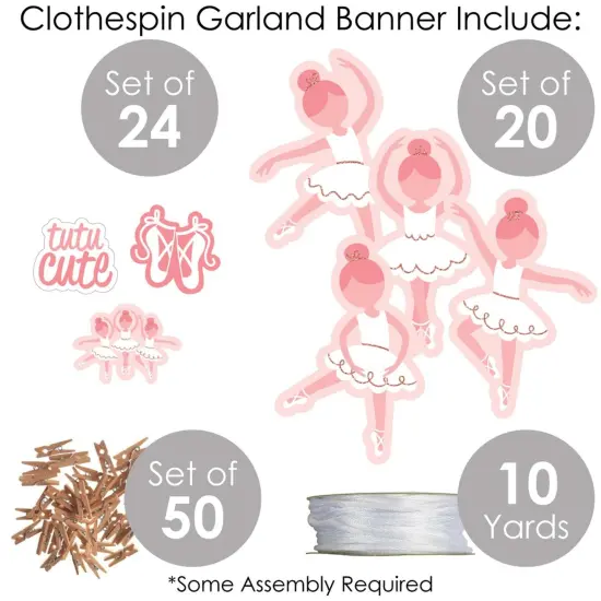 Big Dot of Happiness Tutu Cute Ballerina - Ballet Birthday Party or Baby Shower DIY Decorations - Clothespin Garland Banner - 44 Pieces {6}