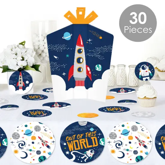 Big Dot of Happiness Blast Off to Outer Space - Rocket Ship Baby Shower or Birthday Party Decor and Confetti - Terrific Table Centerpiece Kit 30 Ct {3}