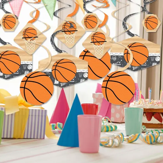 Big Dot of Happiness Nothin' but Net - Basketball - Baby Shower or Birthday Party Hanging Decor - Party Decoration Swirls - Set of 40 {3}