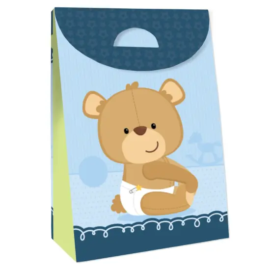 Big Dot of Happiness Baby Boy Teddy Bear - Baby Shower Gift Favor Bags - Party Goodie Boxes - Set of 12 {4}