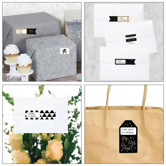 Big Dot of Happiness New Year&rsquo;s Eve - Gold - Assorted New Years Eve Party Gift Tag Labels - To and From Stickers - 12 Sheets - 120 Stickers {7}