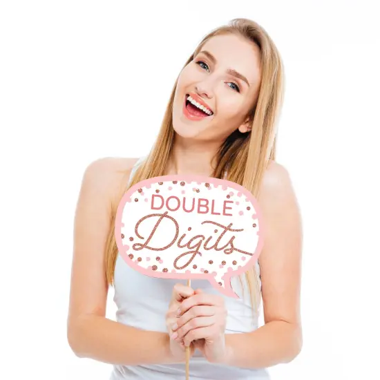 Big Dot of Happiness 10th Pink Rose Gold Birthday - Happy Birthday Party Photo Booth Props Kit - 20 Count {4}