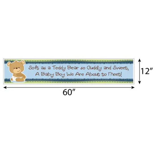 Big Dot of Happiness Boy Baby Teddy Bear - Baby Shower Decorations Party Banner {3}