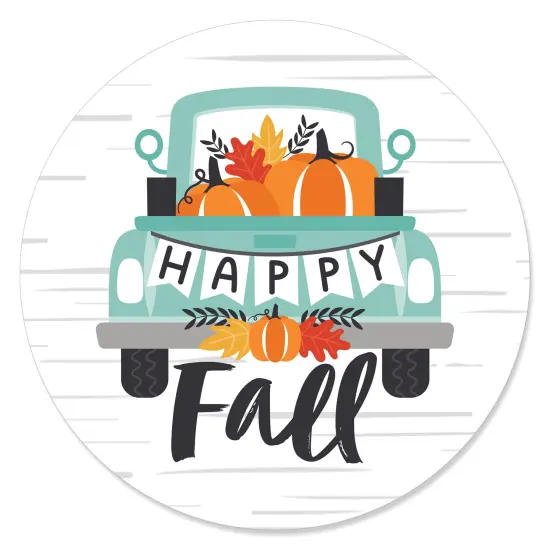 Big Dot of Happiness Happy Fall Truck - Harvest Pumpkin Party Circle Sticker Labels - 24 Count {1}