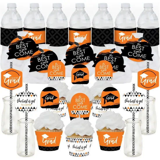 Big Dot of Happiness Orange Grad - Best is Yet to Come - Orange Graduation Party Favors and Cupcake Kit - Fabulous Favor Party Pack - 100 Pieces {1}