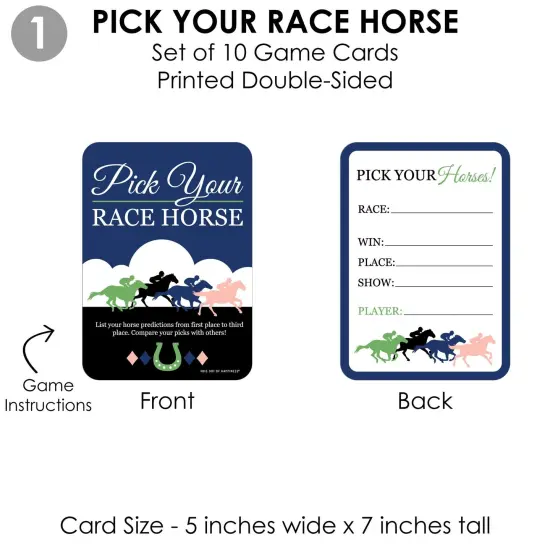 Big Dot of Happiness Kentucky Horse Derby - 4 Horse Race Party Games - 10 Cards Each - Gamerific Bundle {6}
