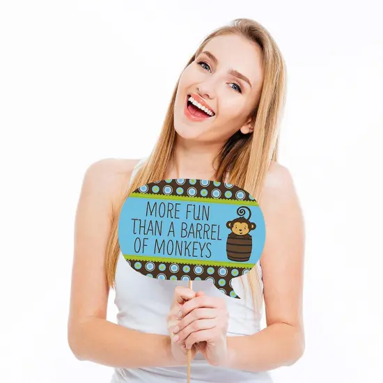 Big Dot of Happiness Funny Blue Monkey Boy - Baby Shower or Birthday Party Photo Booth Props Kit - 10 Piece {3}