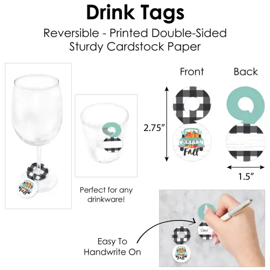 Big Dot of Happiness Happy Fall Truck - Harvest Pumpkin Party Paper Charger and Table Decorations - Chargerific Kit - Place Setting for 8 {7}