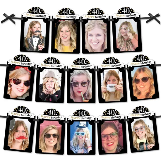 Big Dot of Happiness Adult 40th Birthday - Gold - DIY Birthday Party Decor - Picture Display - Photo Banner {1}