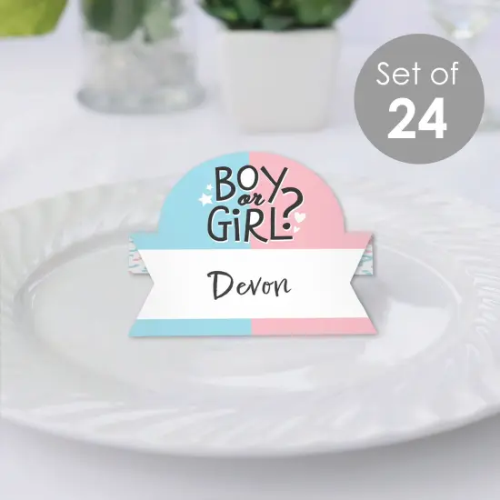 Big Dot of Happiness Baby Gender Reveal - Team Boy or Girl Party Tent Buffet Card - Table Setting Name Place Cards - Set of 24 {3}