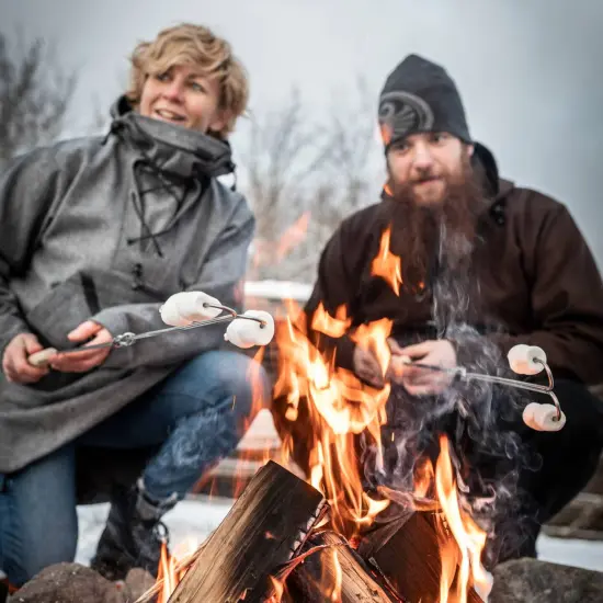 Petromax Campfire Roasting Stick Skewer with Adjustable Handle Bent Prongs LS2, Extends up to 36 inches {6}