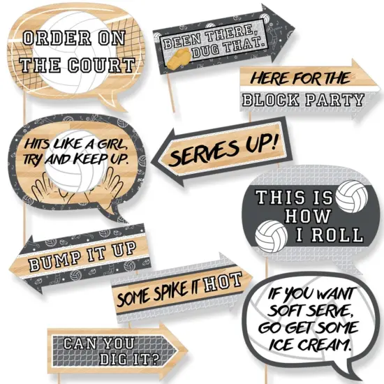 Big Dot of Happiness Funny Bump, Set, Spike - Volleyball - Baby Shower or Birthday Party Photo Booth Props Kit - 10 Piece {1}